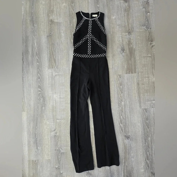 L Agence Paz Studded Ponte Jumpsuit in Black sz 2 - Picture 3 of 6